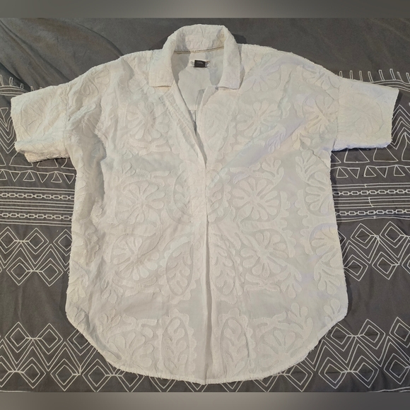 Anthropologie Tops - Pilcro By Anthropologie Embroidered White Blouse Size XS